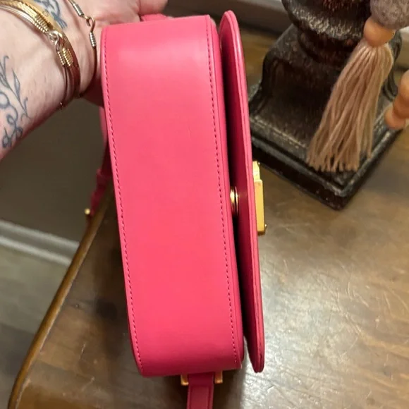 Saint Laurent Pink Leather YSL Crossbody with Gold Logo - Picture 6 of 9
